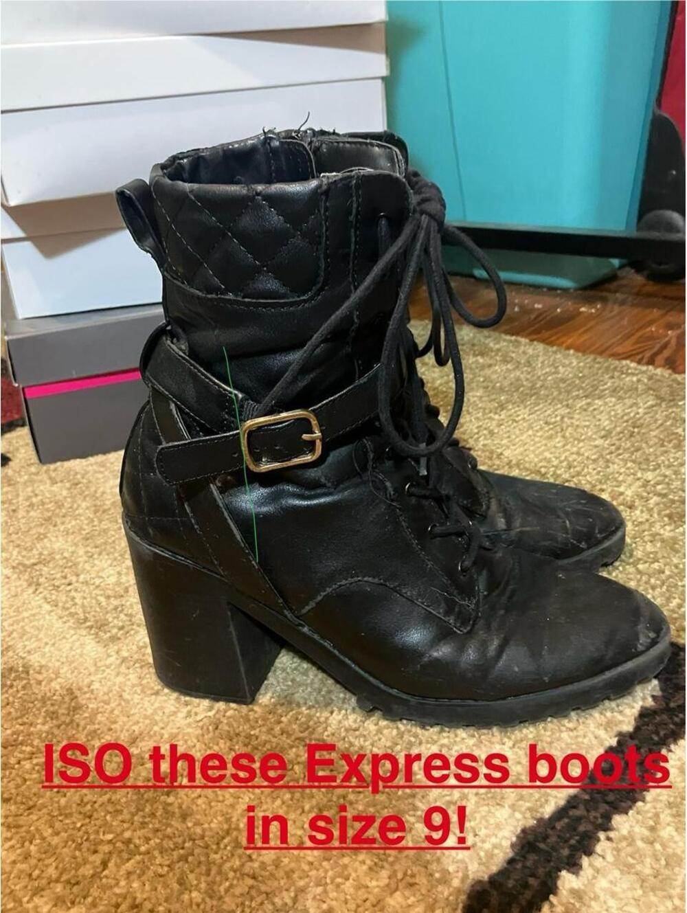 ISO THESE Express black leather lace-up boots